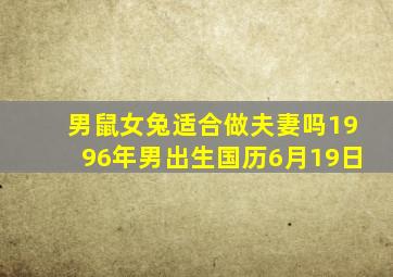 男鼠女兔适合做夫妻吗1996年男出生国历6月19日