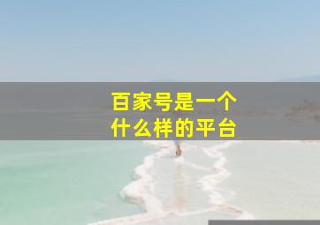 百家号是一个什么样的平台