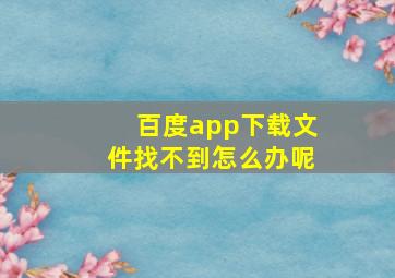 百度app下载文件找不到怎么办呢