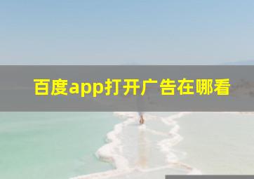 百度app打开广告在哪看