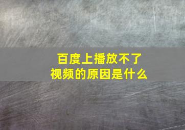 百度上播放不了视频的原因是什么