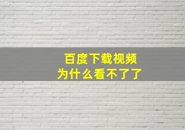 百度下载视频为什么看不了了