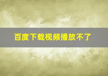 百度下载视频播放不了