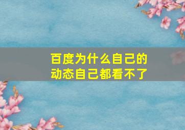 百度为什么自己的动态自己都看不了