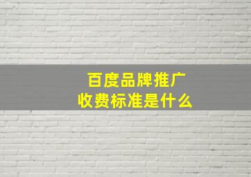 百度品牌推广收费标准是什么