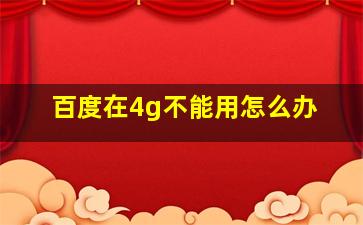 百度在4g不能用怎么办