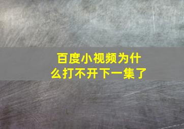 百度小视频为什么打不开下一集了