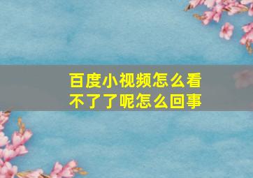 百度小视频怎么看不了了呢怎么回事