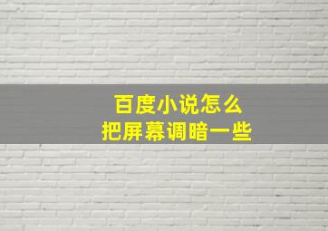 百度小说怎么把屏幕调暗一些