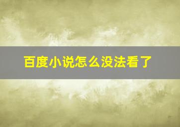 百度小说怎么没法看了