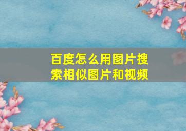 百度怎么用图片搜索相似图片和视频