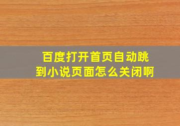 百度打开首页自动跳到小说页面怎么关闭啊