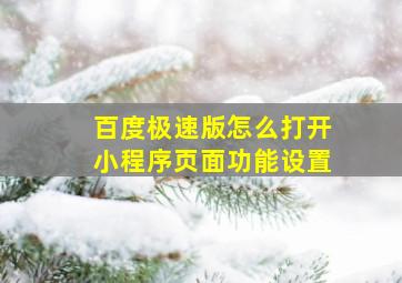 百度极速版怎么打开小程序页面功能设置