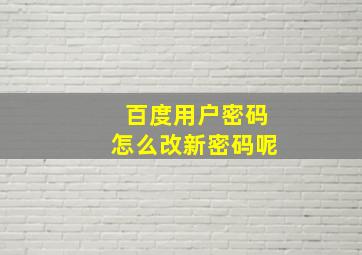 百度用户密码怎么改新密码呢