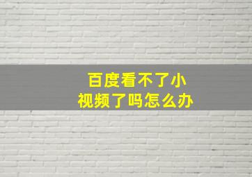 百度看不了小视频了吗怎么办