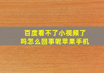 百度看不了小视频了吗怎么回事呢苹果手机