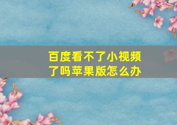 百度看不了小视频了吗苹果版怎么办