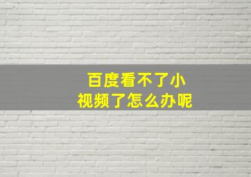 百度看不了小视频了怎么办呢