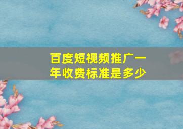 百度短视频推广一年收费标准是多少