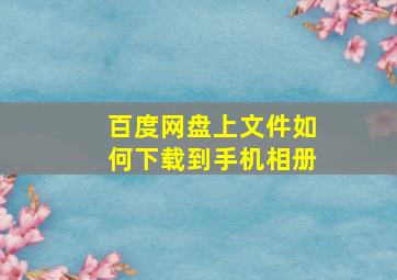 百度网盘上文件如何下载到手机相册