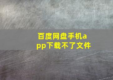 百度网盘手机app下载不了文件