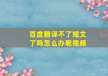 百度翻译不了短文了吗怎么办呢视频