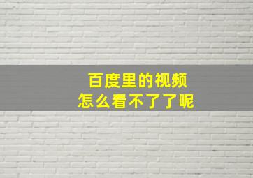 百度里的视频怎么看不了了呢