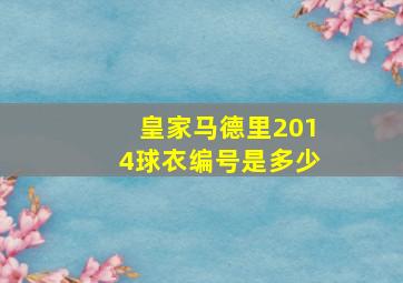 皇家马德里2014球衣编号是多少