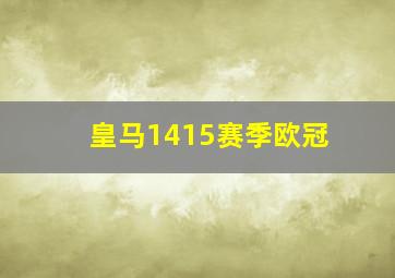 皇马1415赛季欧冠