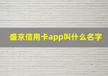 盛京信用卡app叫什么名字