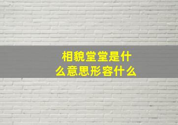 相貌堂堂是什么意思形容什么