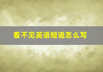 看不见英语短语怎么写