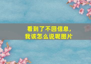 看到了不回信息,我该怎么说呢图片