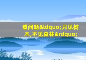 看问题“只见树木,不见森林”