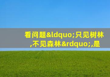 看问题“只见树林,不见森林”,是