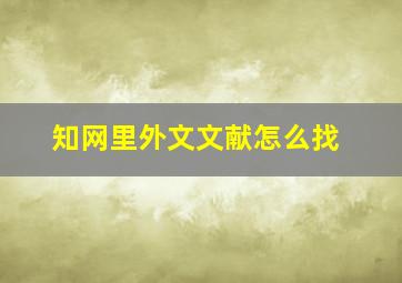 知网里外文文献怎么找