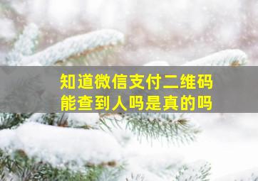 知道微信支付二维码能查到人吗是真的吗