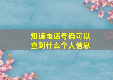 知道电话号码可以查到什么个人信息