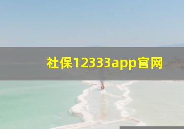 社保12333app官网