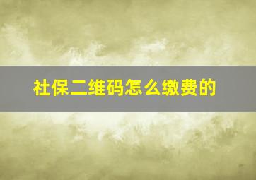 社保二维码怎么缴费的