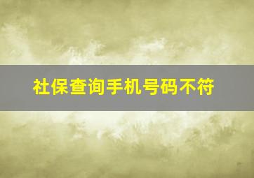 社保查询手机号码不符