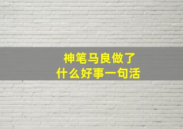 神笔马良做了什么好事一句活