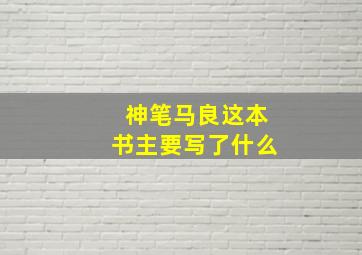 神笔马良这本书主要写了什么