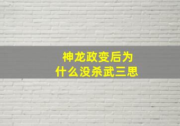 神龙政变后为什么没杀武三思