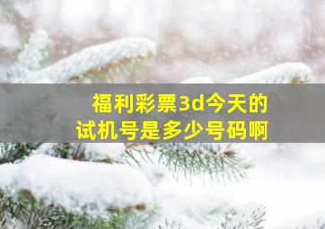 福利彩票3d今天的试机号是多少号码啊