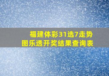 福建体彩31选7走势图乐透开奖结果查询表