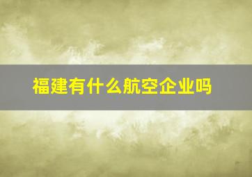 福建有什么航空企业吗