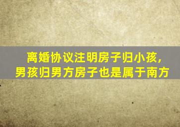 离婚协议注明房子归小孩,男孩归男方房子也是属于南方