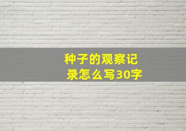 种子的观察记录怎么写30字