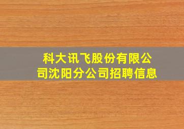 科大讯飞股份有限公司沈阳分公司招聘信息